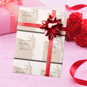 Papel De Presente Elegante Casamento Moderno Boho com Grama das Pamp