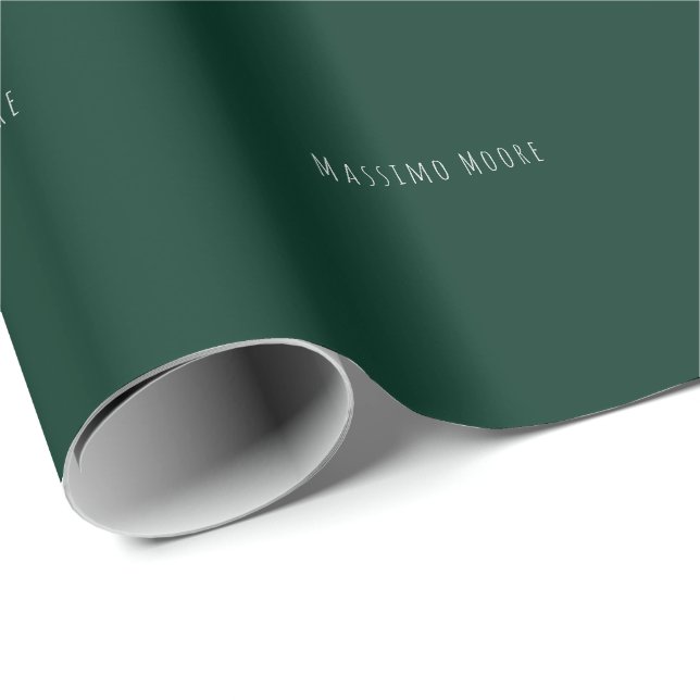 Papel De Presente Elegante Casual Simples Nome Próprio Verde Escuro (Ponta do rolo)