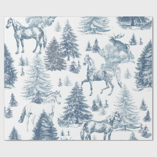Papel De Presente Elegante Cavalos Vintage Snowy Woods Toile
