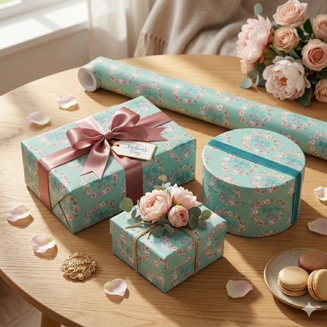 Papel De Presente Elegante Celebração do Dia das Mães com Flores (Criador carregado)