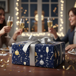 Papel De Presente Elegante Champanhe & Brilho Ano Novo