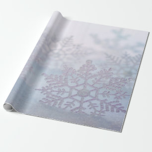 Papel De Presente Elegante Chic Flocos de Neve Prateados Feriado