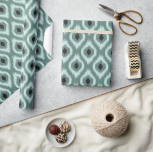 Papel De Presente Elegante Chicão Menta Preto Marfim Diamante Padrão