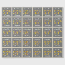Papel De Presente Elegante, Cinza, Dourado Falso Aniversário de 55 a