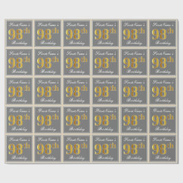 Papel De Presente Elegante, Cinza, Dourado Falso Aniversário de 98 a
