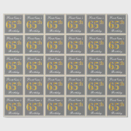 Papel De Presente Elegante, Cinza, Faux Dourado 65.o Aniversário + N