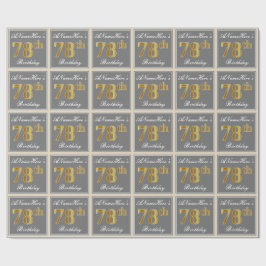 Papel De Presente Elegante, Cinza, Faux Dourado 78.º Aniversário + N
