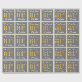 Papel De Presente Elegante, Cinza, Faux Dourado 81rua Aniversário + 