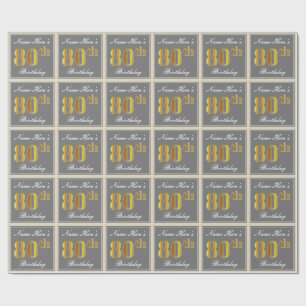Papel De Presente Elegante, cinzento, aniversário Dourado do 80 do
