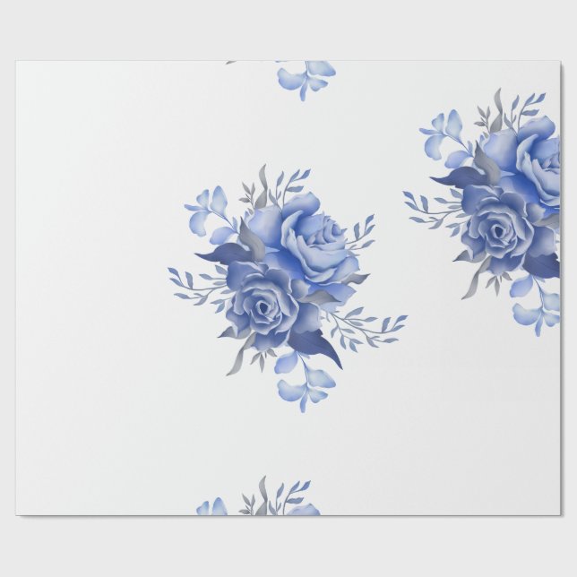 Papel De Presente Elegante Clássico Vintage Azul (Aberto)