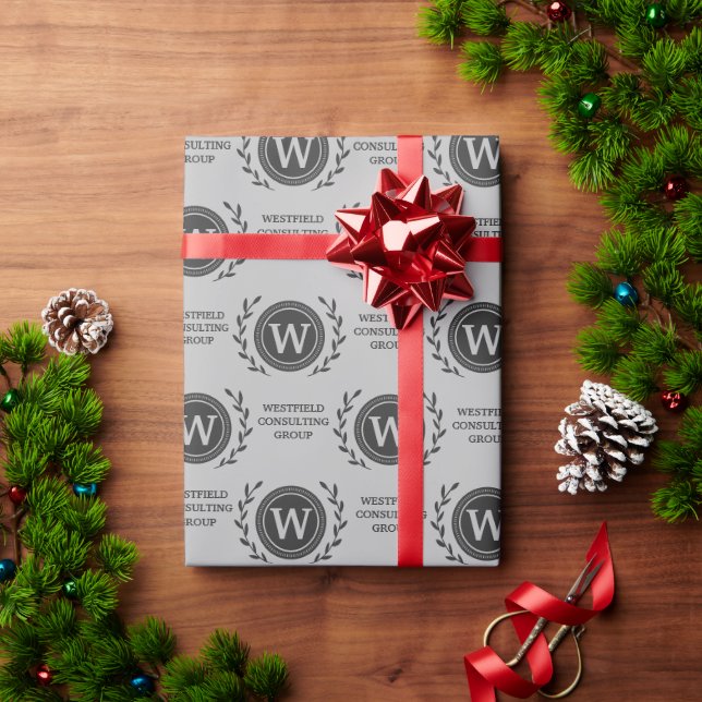 Papel de Presente Elegante com Monograma para Negó (Presente de Natal)
