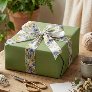 Papel De Presente Elegante Cor Sólida Verde Musgo Terroso