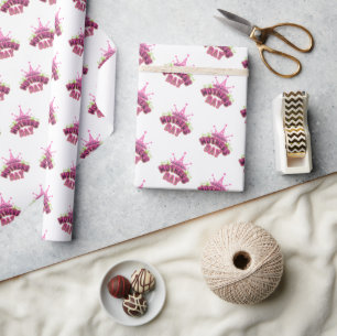 Papel De Presente Elegante Coroa de Rainha Rosa Brilhante Dia das Mã