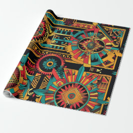 Papel De Presente Elegante Cyan "Aztec Dream" Matte Wraping Paper