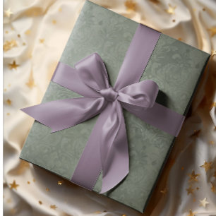 Papel De Presente Elegante Damasco Antigo Pinheiro Escuro Prata