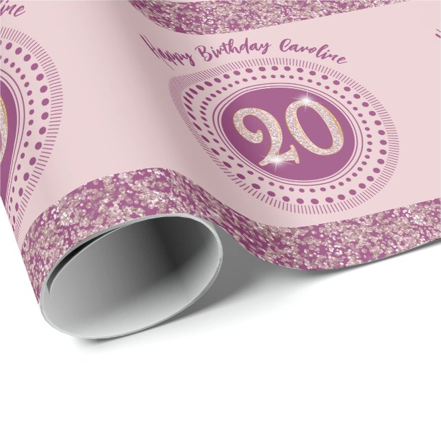 Papel de Presente Elegante de 20º Aniversário com  (Ponta do rolo)