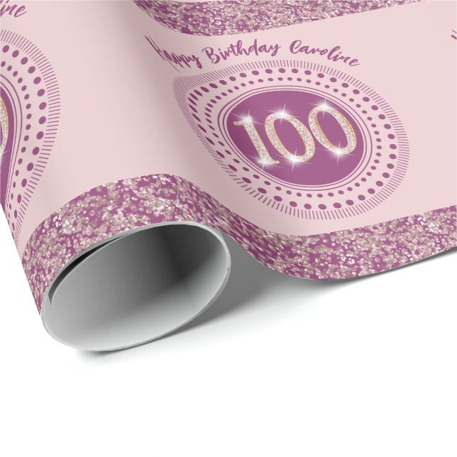 Papel de Presente Elegante de Aniversário de 100 a (Ponta do rolo)