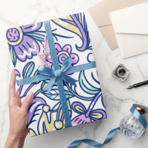 Papel De Presente Elegante de Natureza Colorida da Flor de Água