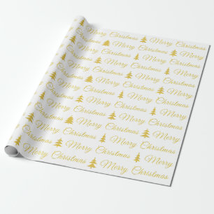Papel De Presente Elegante Dourada Citação de Natal Feliz