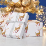 Papel De Presente Elegante Dourado Deer Christmas<br><div class="desc">Papel de Natal de veados de ouro elegante. Bonito padrão de aquarela para o feriado.</div>