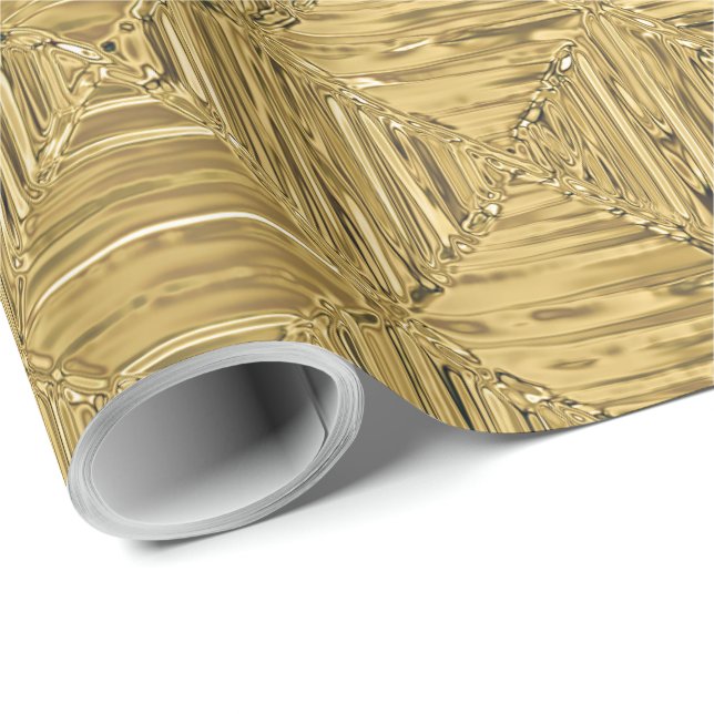Papel De Presente Elegante Dourado Padrão Metálico Texturizado (Ponta do rolo)