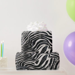 Papel De Presente Elegante Estampa de Zebra Preta e Branca de Luxo A