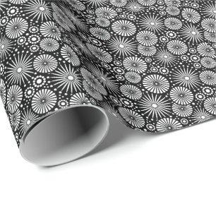 Papel De Presente Elegante Explosão de Estrelas Flores Geométricas P