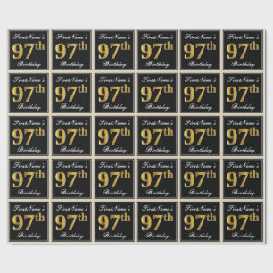 Papel De Presente Elegante, Falso Ouro Aniversário de 97 anos + Nome