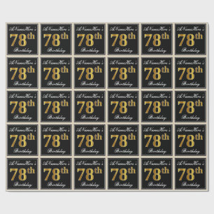 Papel De Presente Elegante, Faux Dourado 78º aniversário + Nome Pe