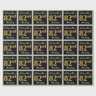 Papel De Presente Elegante, Faux Dourado 82º Aniversário + Nome Pers