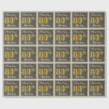 Elegante, Faux Wood, Faux Dourada 80 Birthday + No