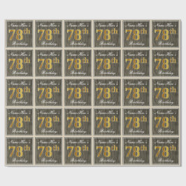 Papel De Presente Elegante, Faux Wood, Faux Dourado 78.º Aniversário