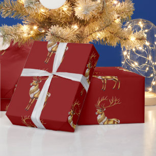 Papel De Presente Elegante Feliz Natal Dourado Mose Natal Festivo