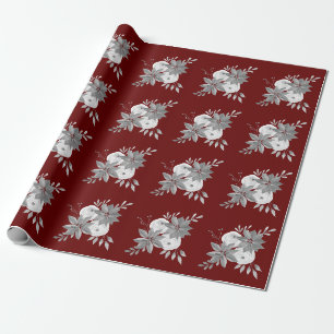 Papel De Presente Elegante Feliz Natal Floral