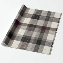 Papel De Presente Elegante Festa Xadrez Monocromático