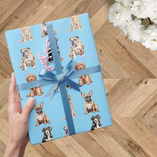 Papel De Presente Elegante Festivo Azul Brilhante Aniversário de Cac