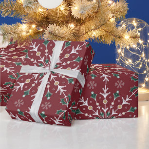 Papel de Presente Elegante Floco de Neve Natal