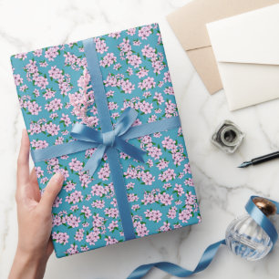 Papel De Presente Elegante flor de cerejeira rosa em aquarela floral
