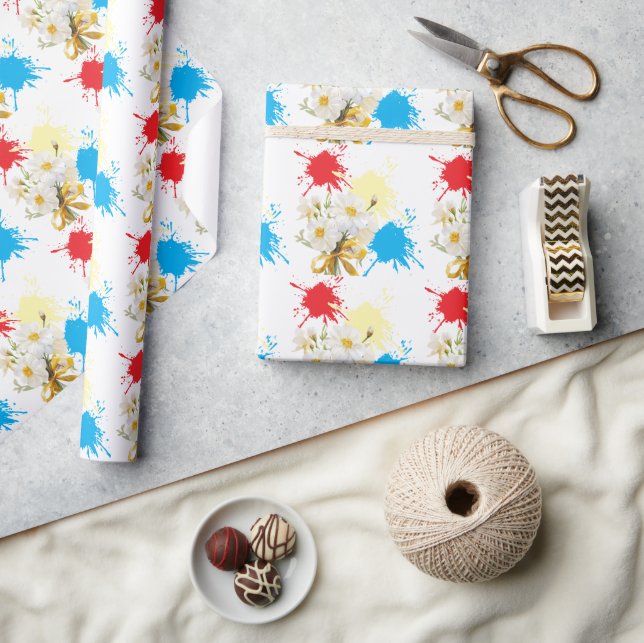 Papel De Presente Elegante flor de dázia moderna (Artesanato)