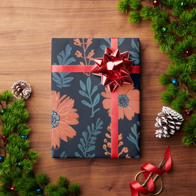 Papel De Presente Elegante Floral (Presente de Natal)