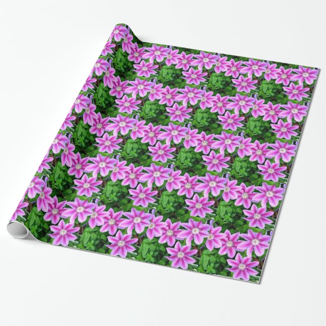 Papel De Presente Elegante floral boho verde rosa (Desenrolado)