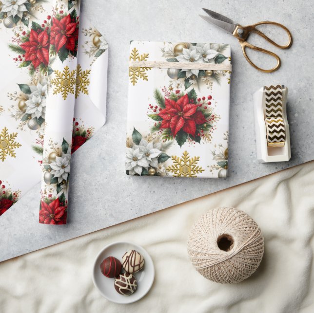 Papel De Presente Elegante Floral de Natal  (Artesanato)