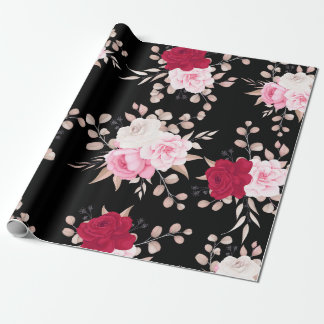Papel De Presente elegante floral rosa vermelho