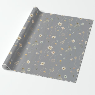 Papel De Presente Elegante Florestas Selvagens Aquarelas Cinza Casta