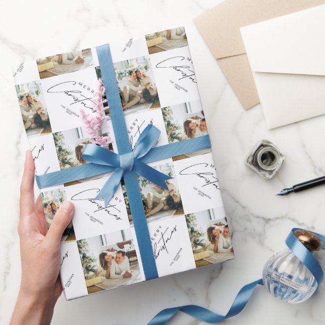 Papel De Presente Elegante Foto Moderno Personalizado de Família de  (Presentear)