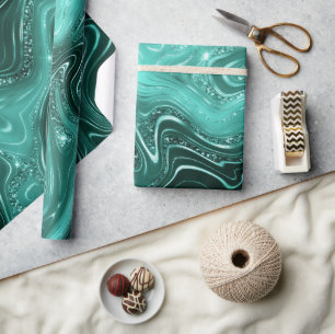 Papel De Presente Elegante Glitter e Folha Estratificada em Mármore 