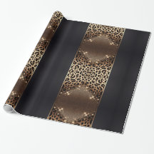 Elegante Glitter Leopardo Preto e Dourado