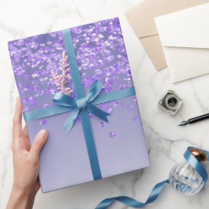 Papel De Presente Elegante Glitter Ombre Roxo Real Cascata 