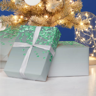 Papel De Presente Elegante Glitter Verde Ombre em Cascata