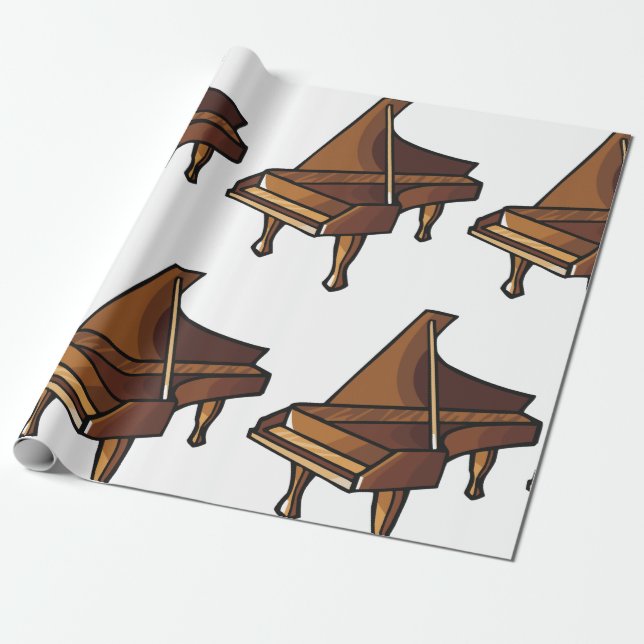 Papel De Presente Elegante Grand Piano Music Lovers Design (Desenrolado)
